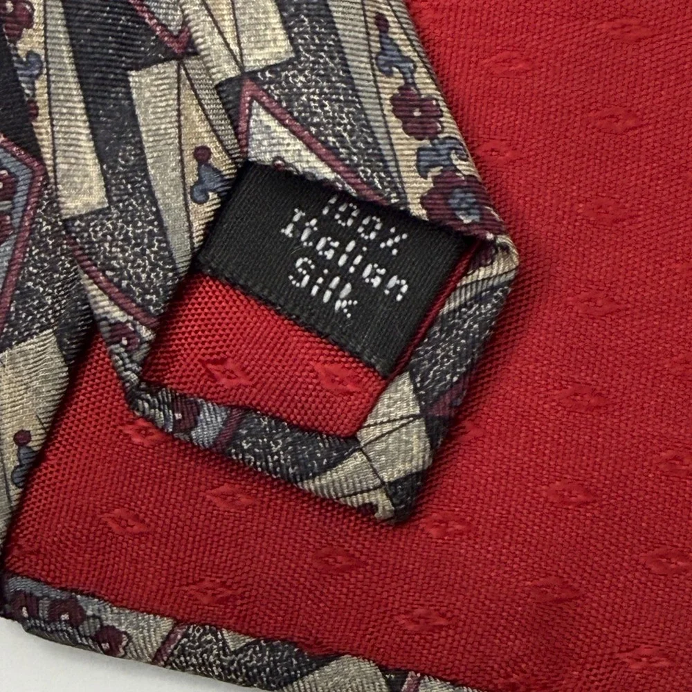 Preferred Stock Silk Tie OS Geometric Floral Dark Academia Grandpacore Vintage